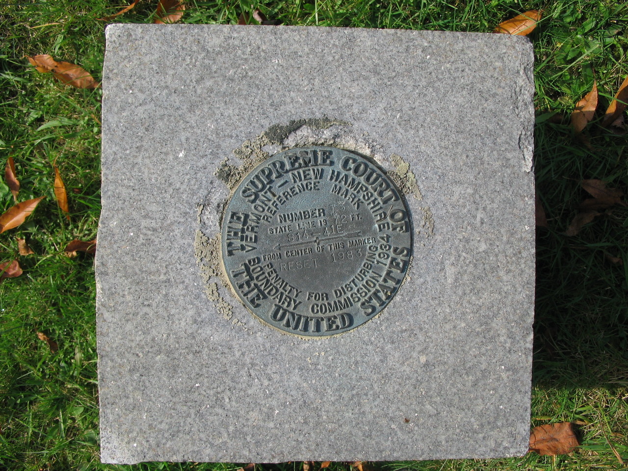 (Photo of State boundary disk near the Columbia Covered Bridge)